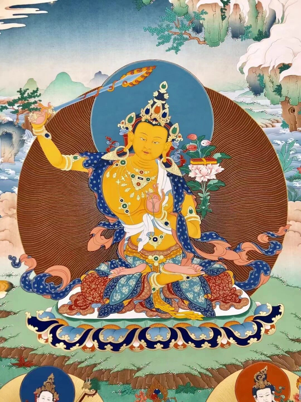 文殊菩萨  【西藏精品噶玛噶孜唐卡】 《文殊菩萨》 拉萨噶玛噶孜画派