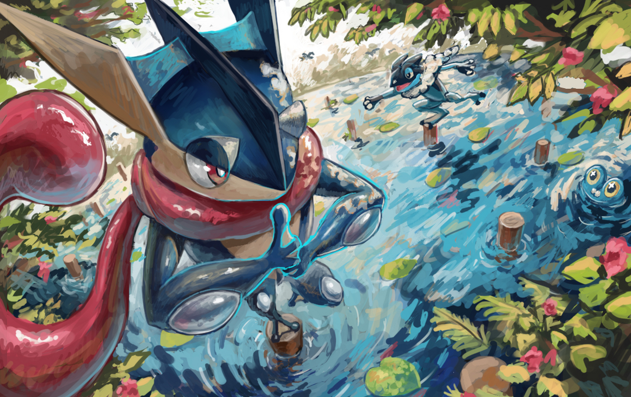 各种帅气的甲贺忍蛙插画 #宝可梦