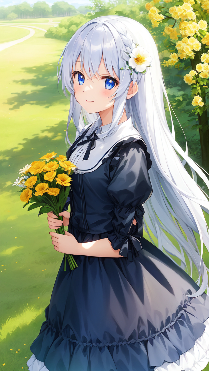 7月创作激励计划# #ai绘画# #二次元# 长发少女甜美微笑