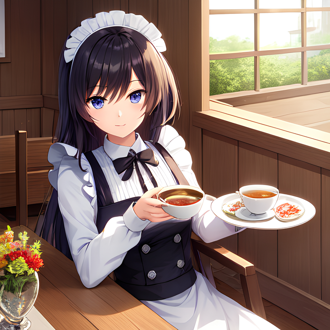 女仆请你喝咖啡?滚蛋,人家这是在上班#百度ai绘图黑科技