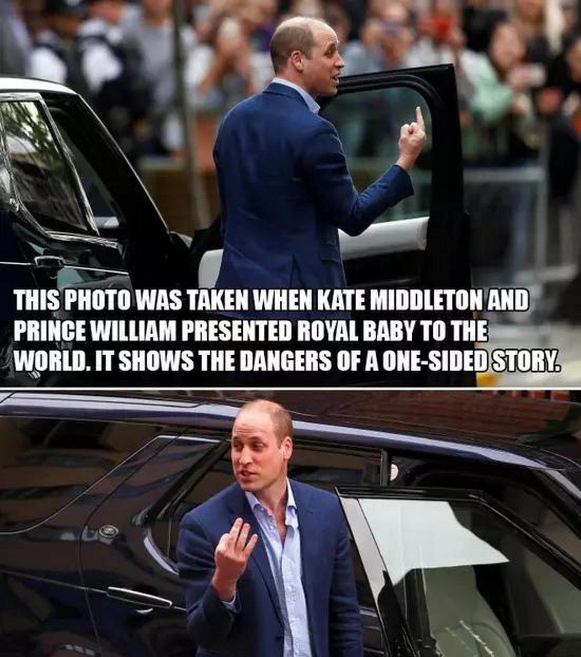 威廉王子# 2018年,外国媒体发布一张威廉王子竖中指的照片,引起国际