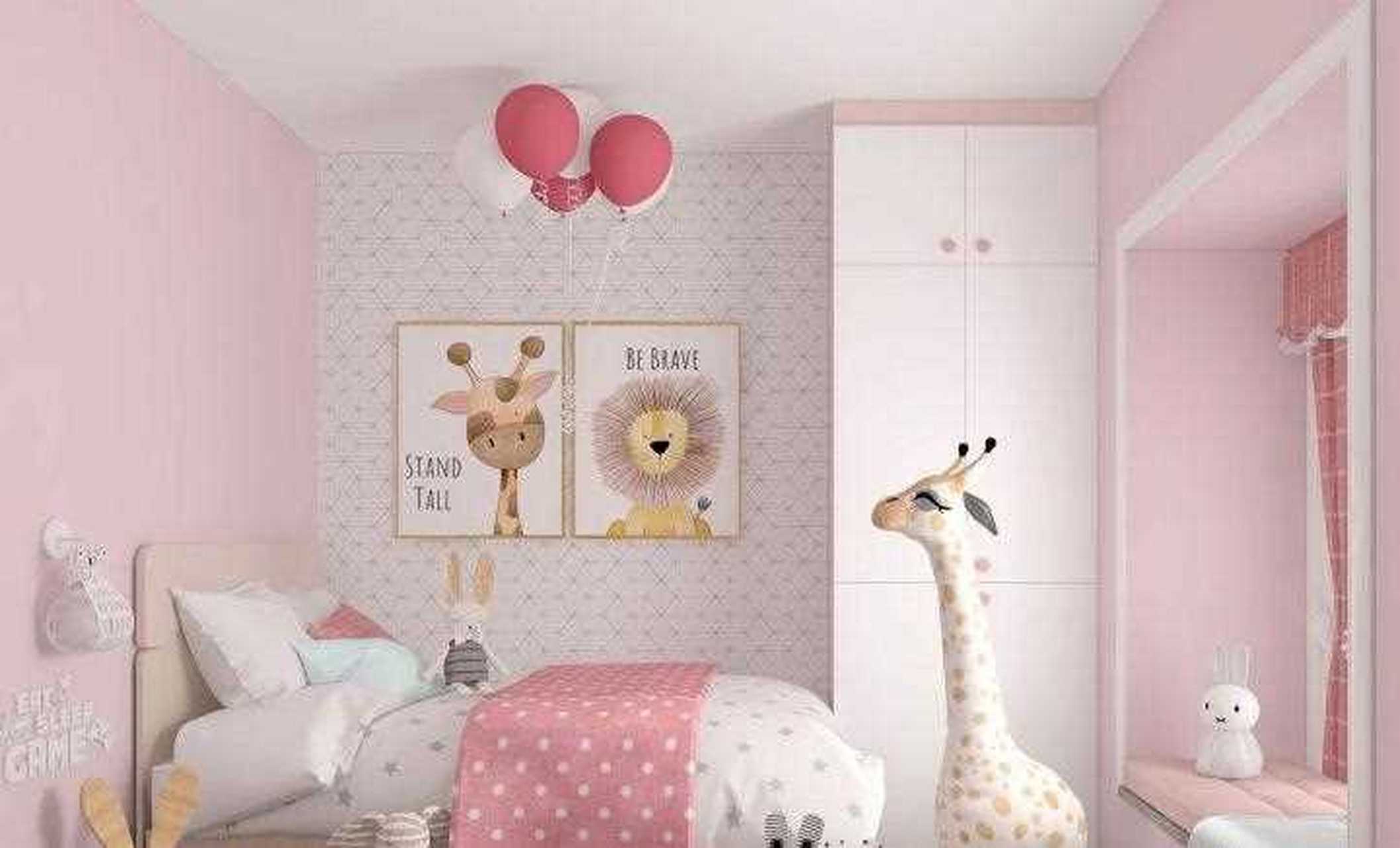 【儿童房设计】[哈欠] 本案为简约风格设计的公主房,主色调采用粉色