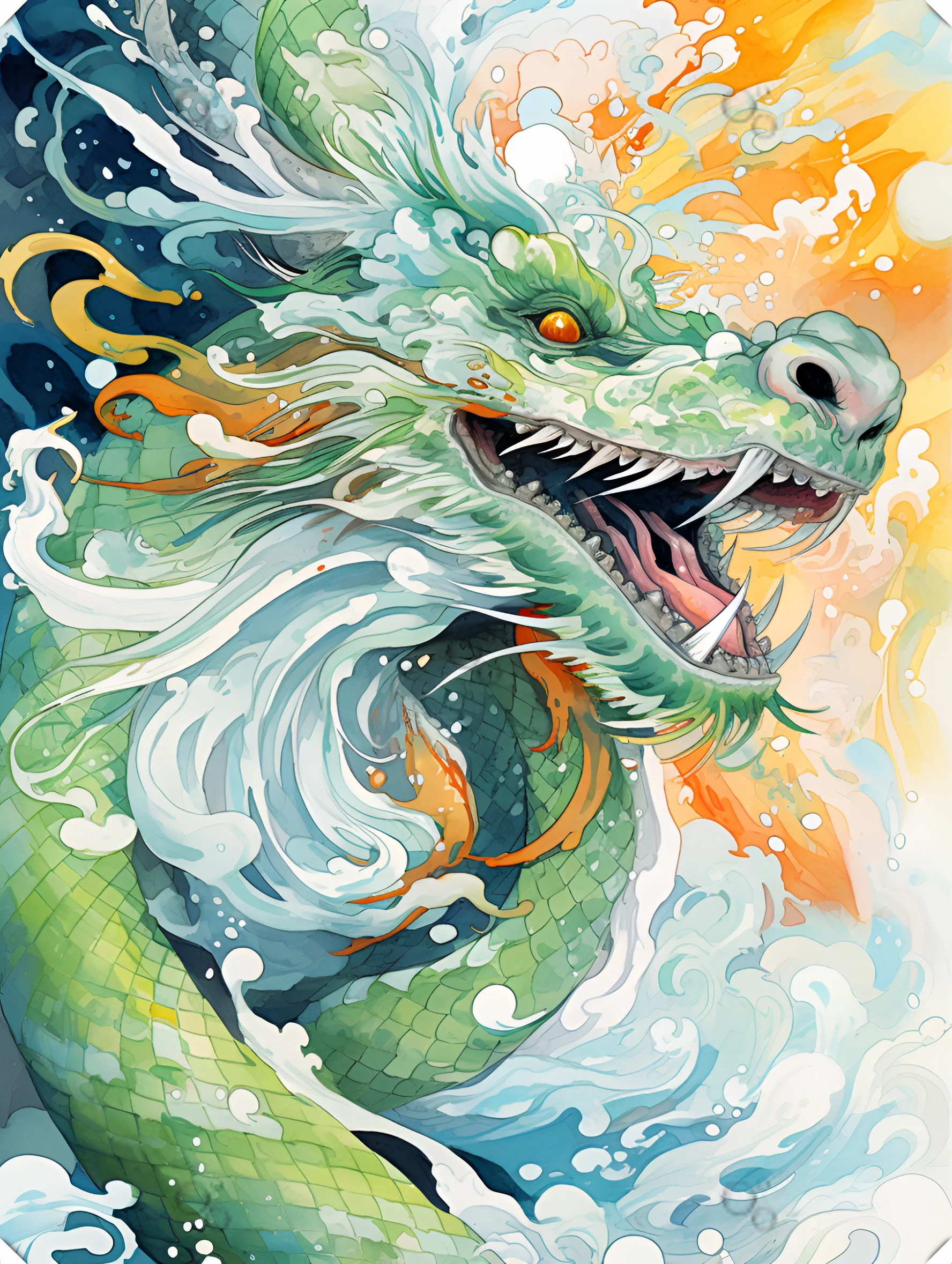 中国龙的形象被艺术家们诠释得淋漓尽致,商业插画,国潮插画,国风