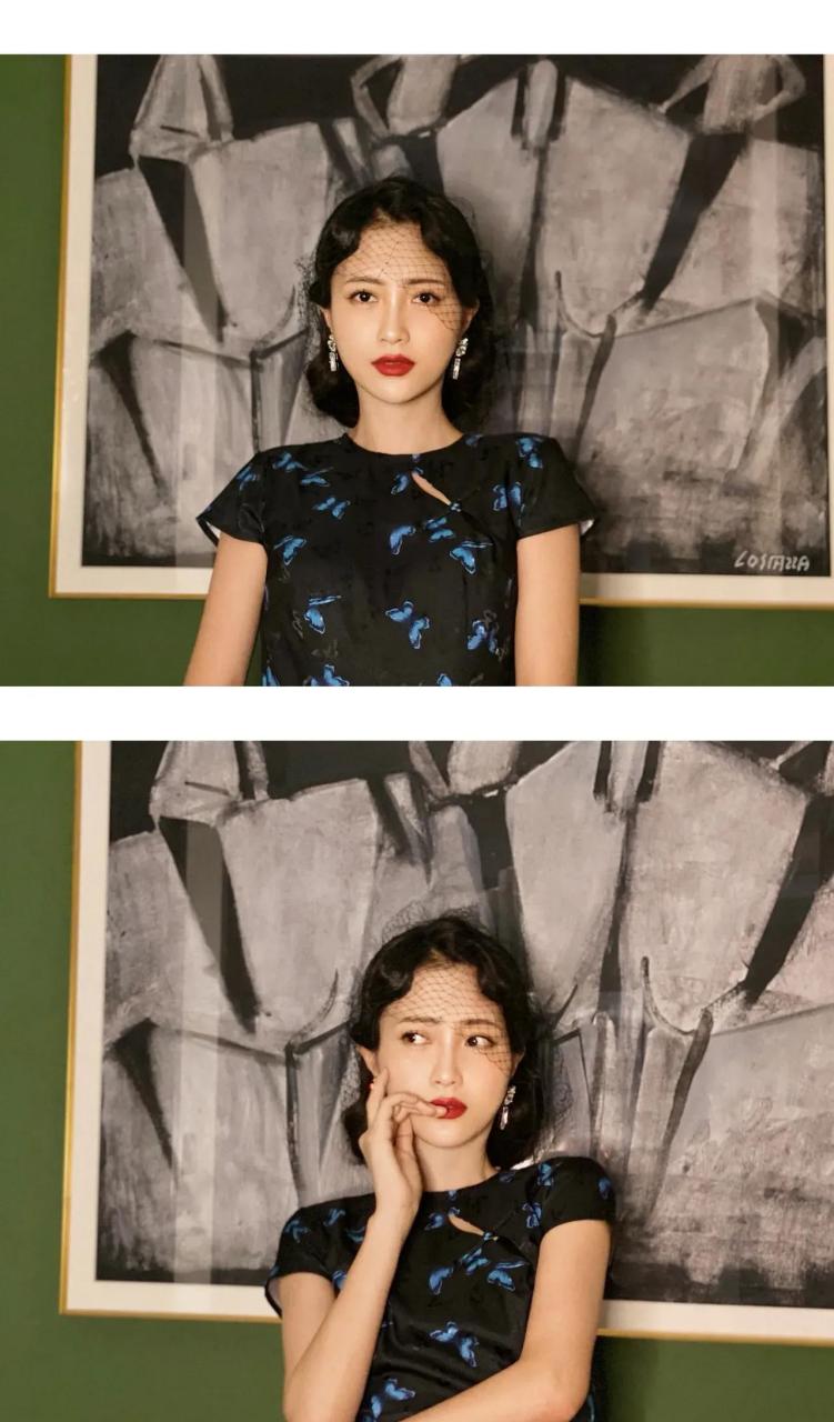 gif创作人#   包文婧穿旗袍很有风度!