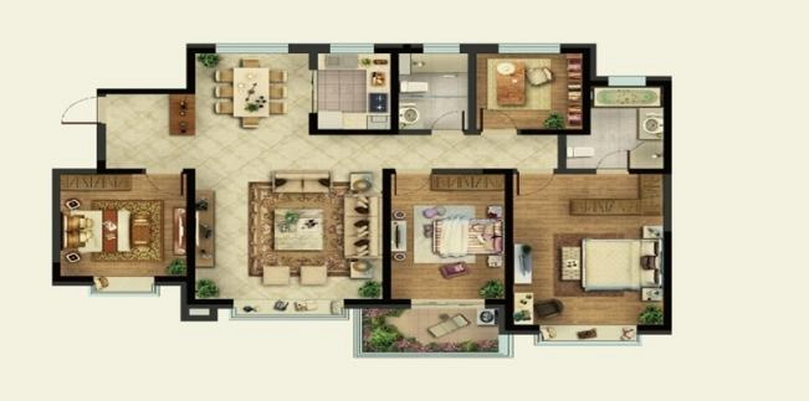 图一是齐润花园177㎡户型,图二是齐润花园205㎡户型.