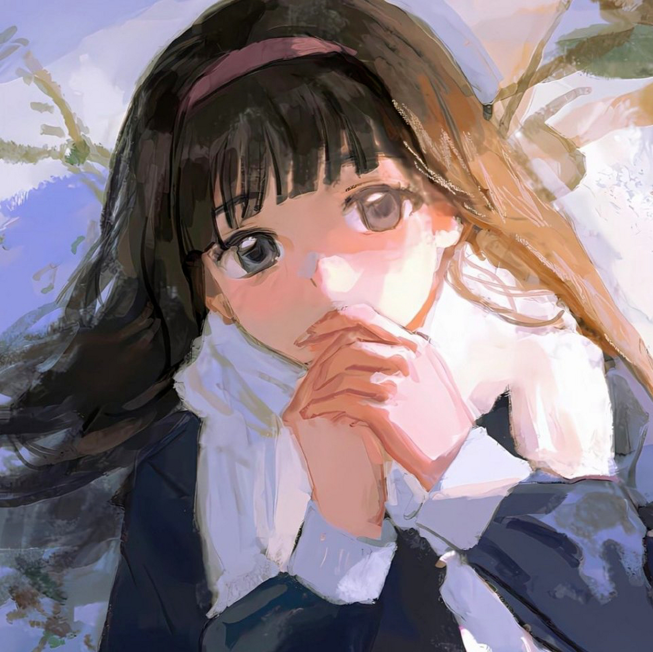 动漫女生头像  "爱像石子落在雪山的尖,攀爬上去要汇聚一整个春天.