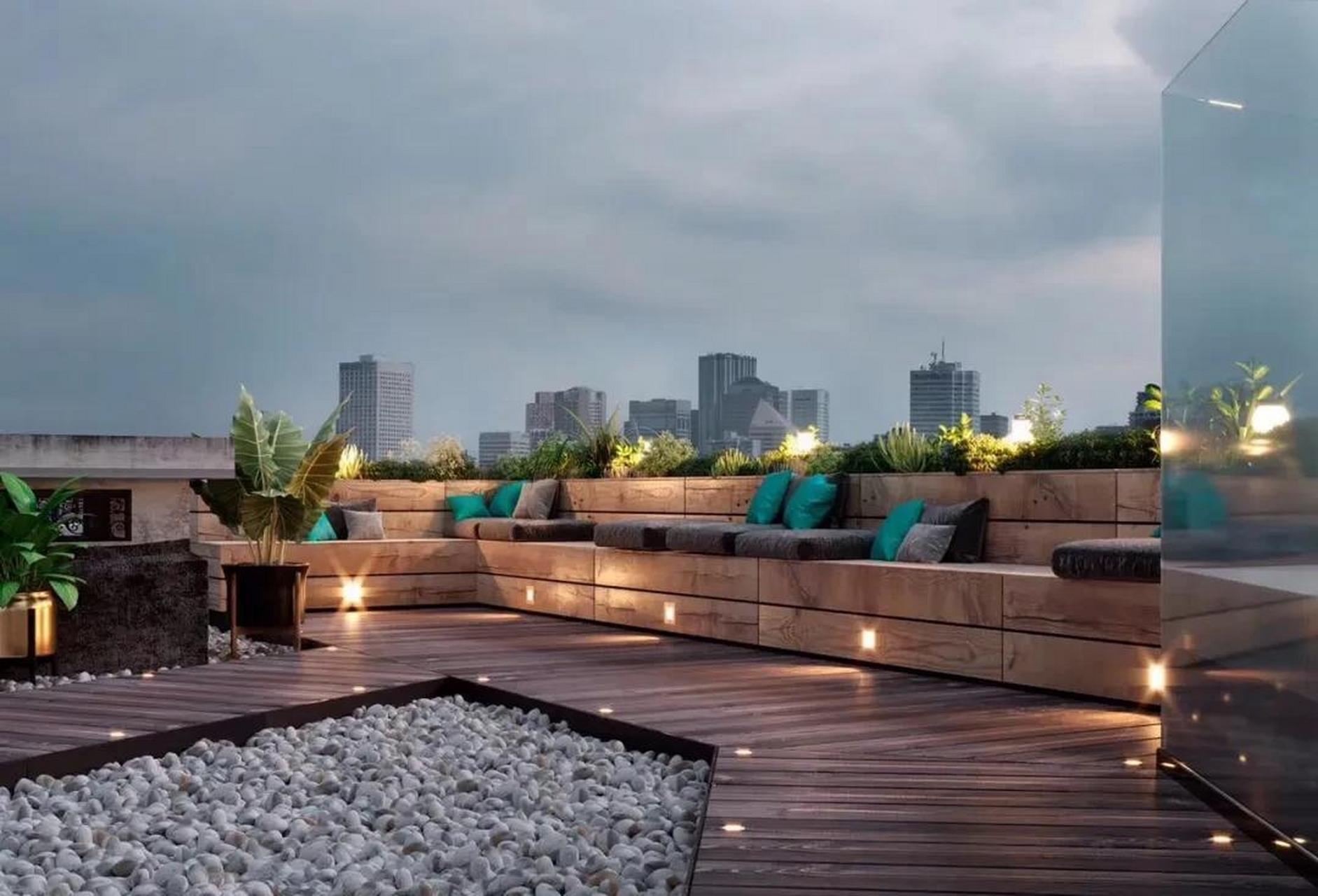 超有气质的露台设计 今天在淄博颐丰花园量了一套顶层复式, 找找灵感