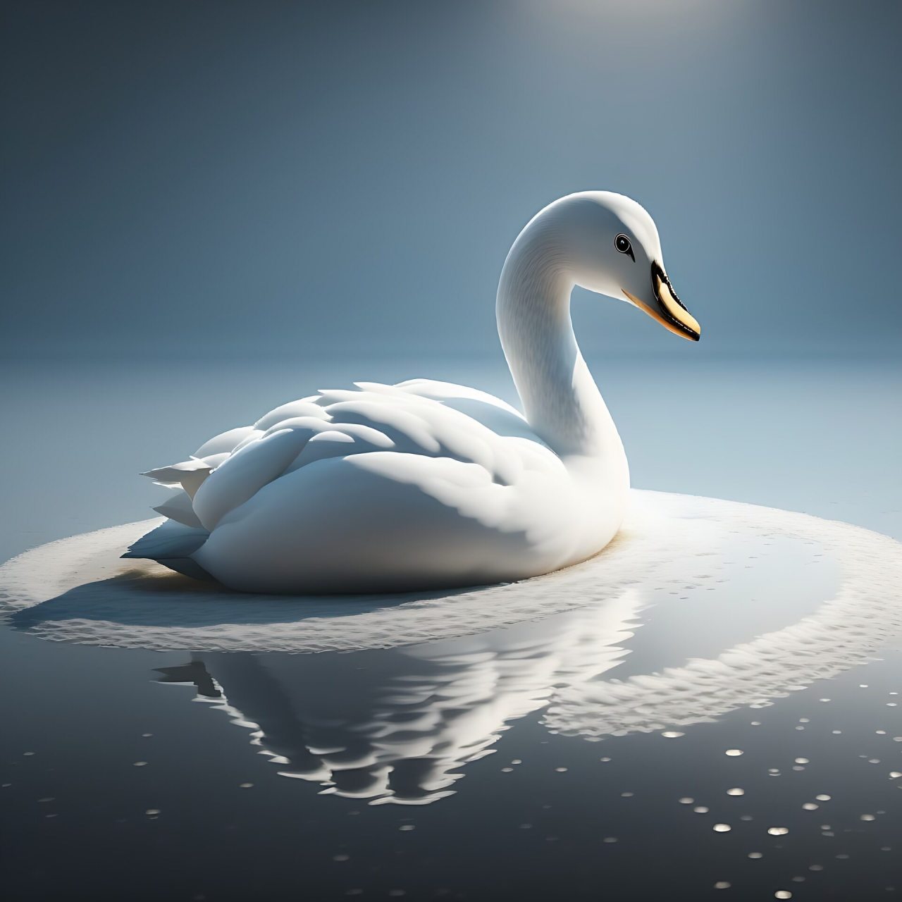 白天鹅在水中嬉戏, 舞动着优雅的身姿.