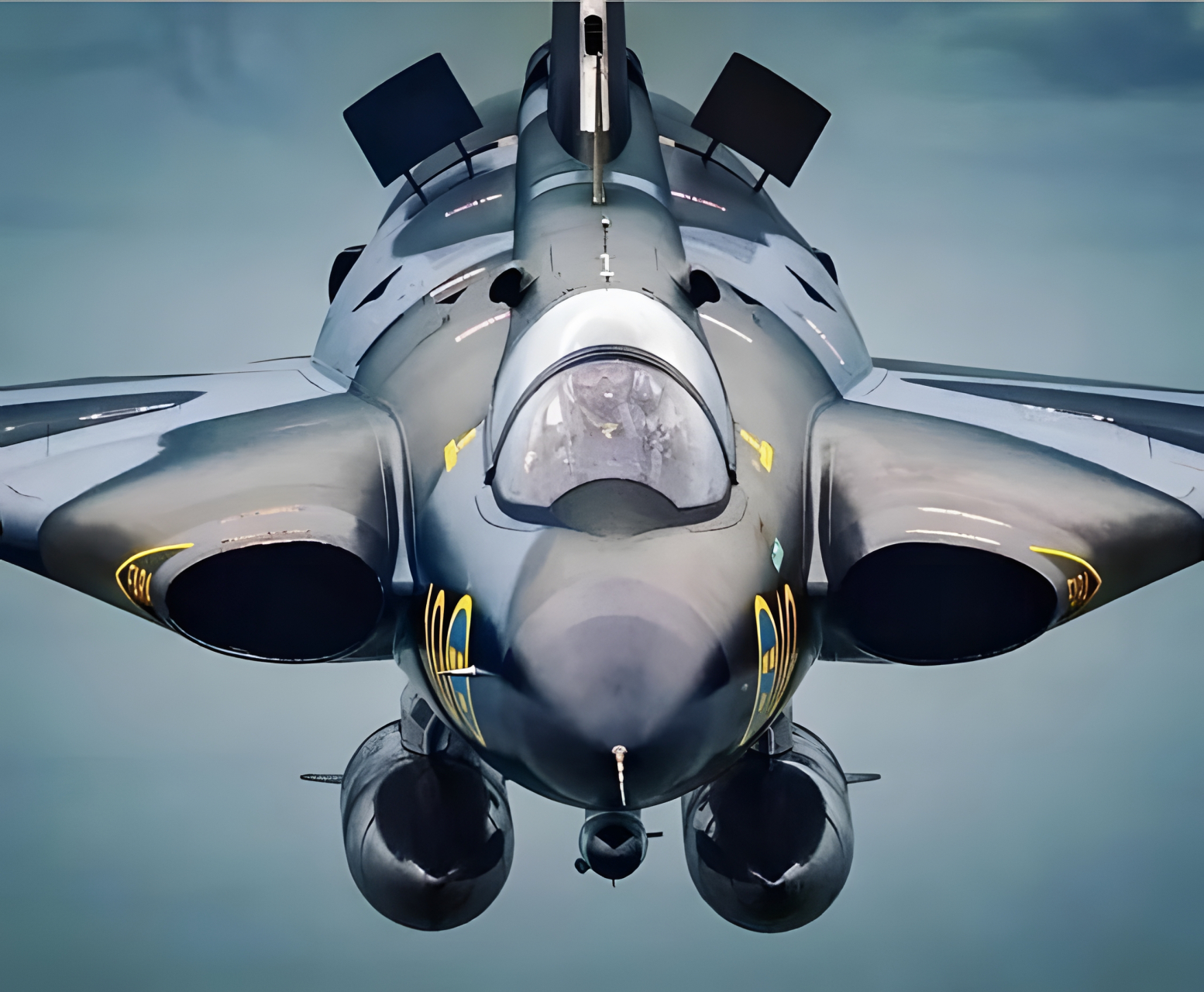 萨博j 35战斗机的正面特写