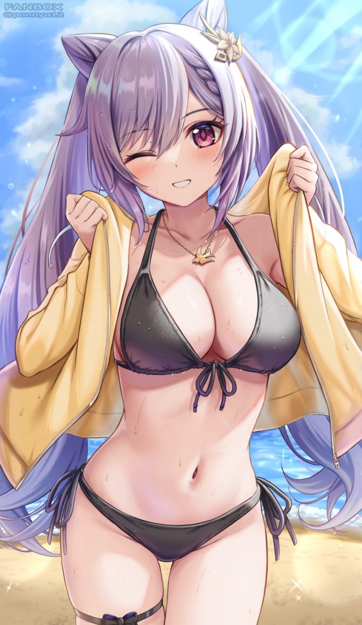 泳装刻晴 画师:ぽんにゅ