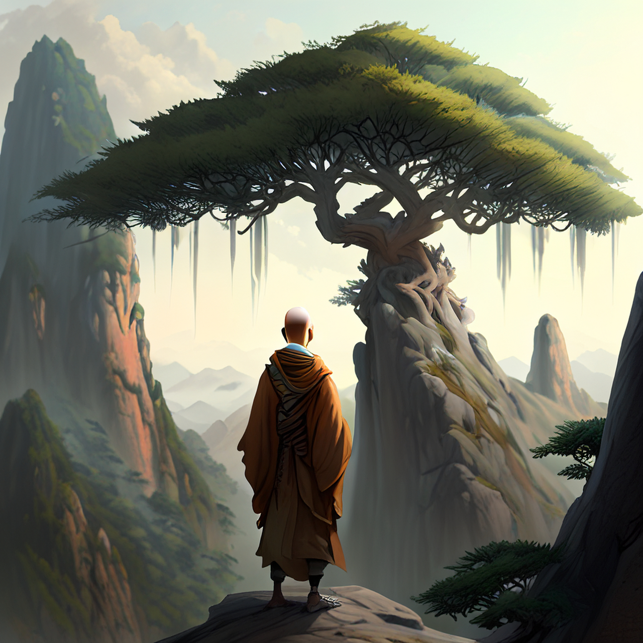 偕客憩鹫峰,访僧得龙树.虚幻,宁谧,明快#百度文心一言来了