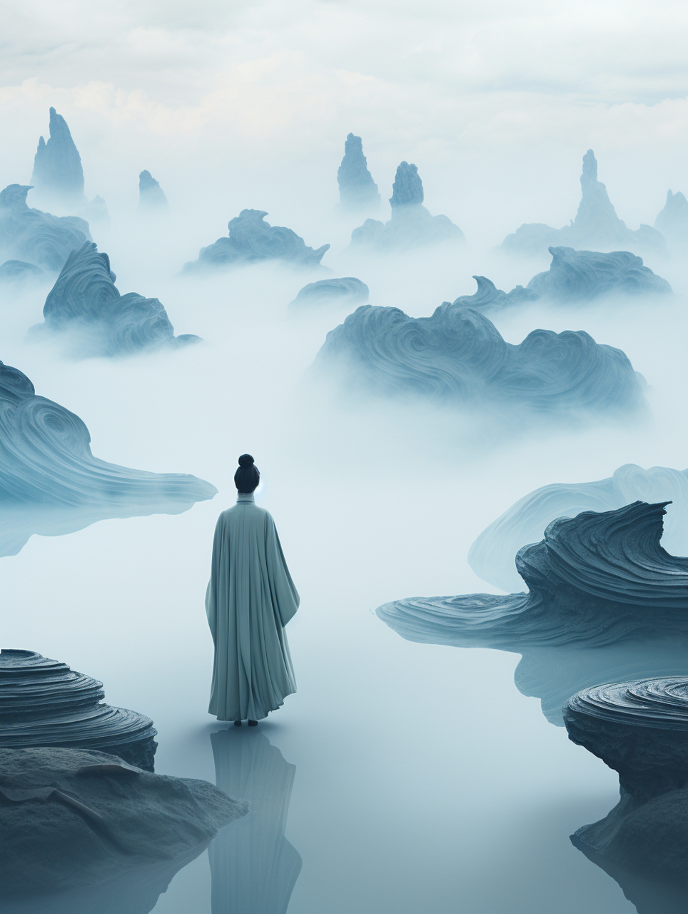 极简风的水墨画,中国风的风景画.好有意境的画作!#ai绘画