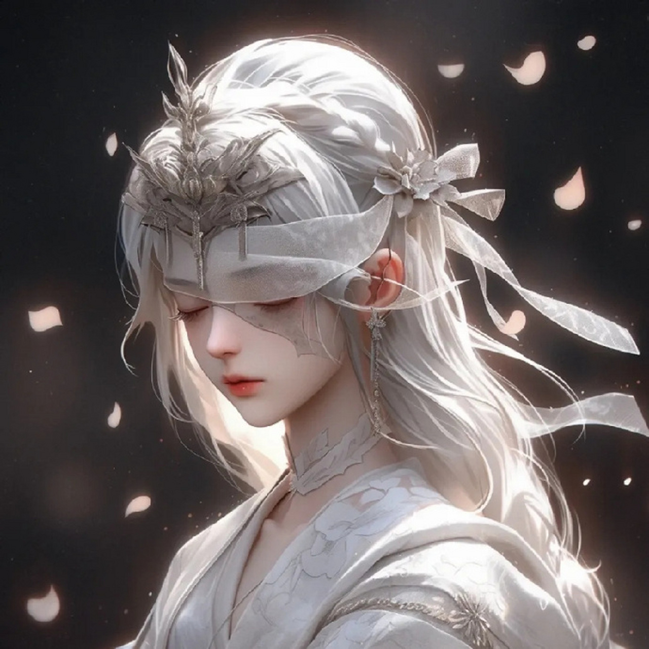 唯美古风蒙眼系列头像 #古风插画