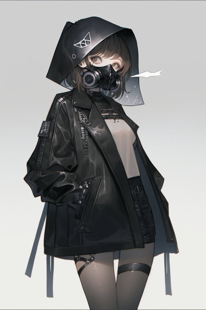 ai绘画作品分享:戴着防毒面具的少女