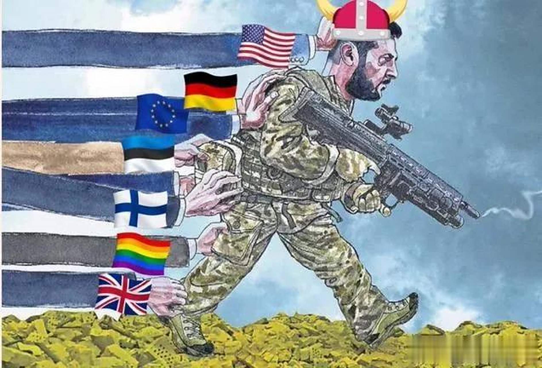 在这些大力支持泽连斯基向前冲锋的国家中,美国的手伸得最长,其次是