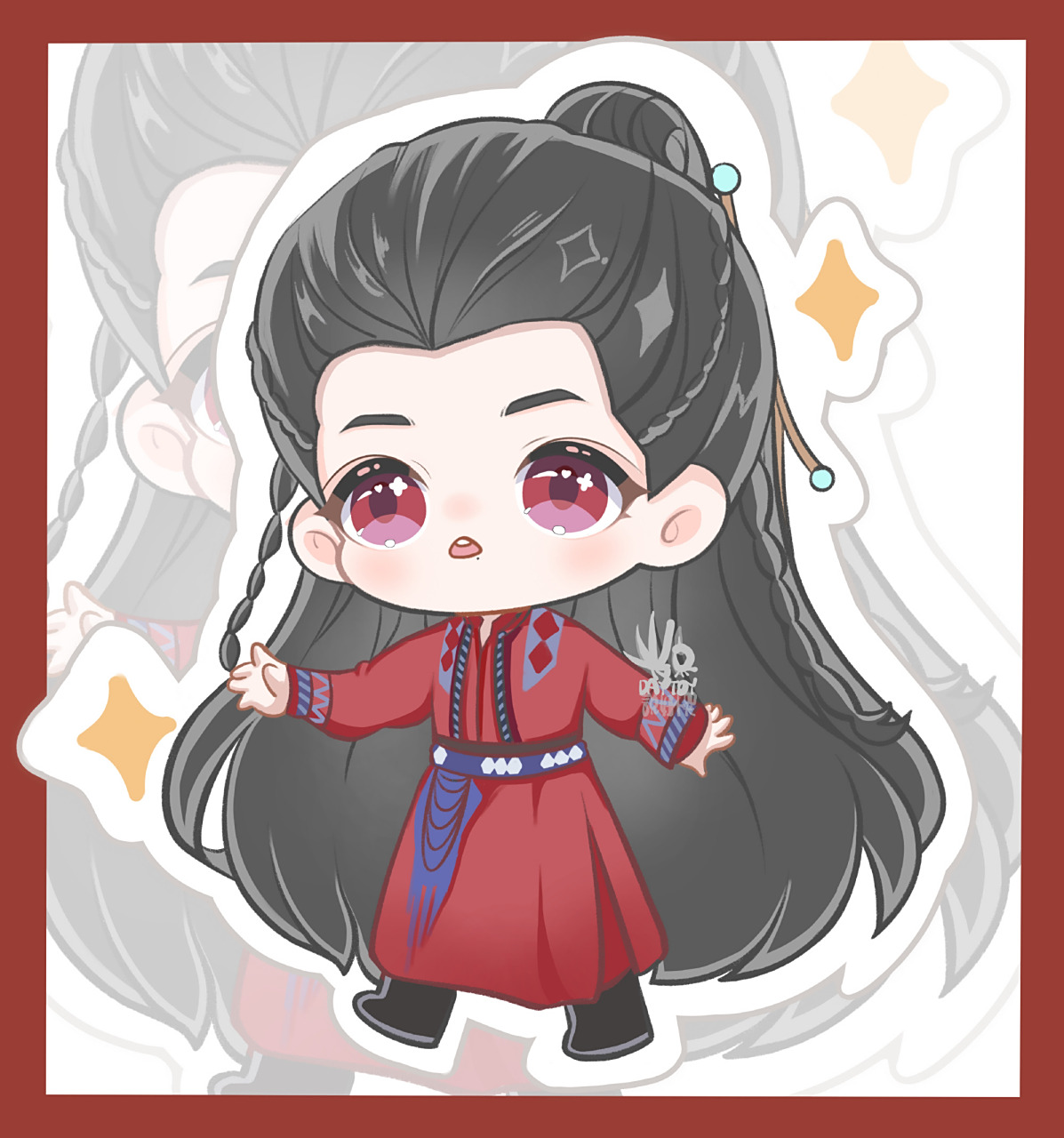 看到有才的剧粉画了红衣时影的q版,果然"会画画就是了不起啊",这个q版