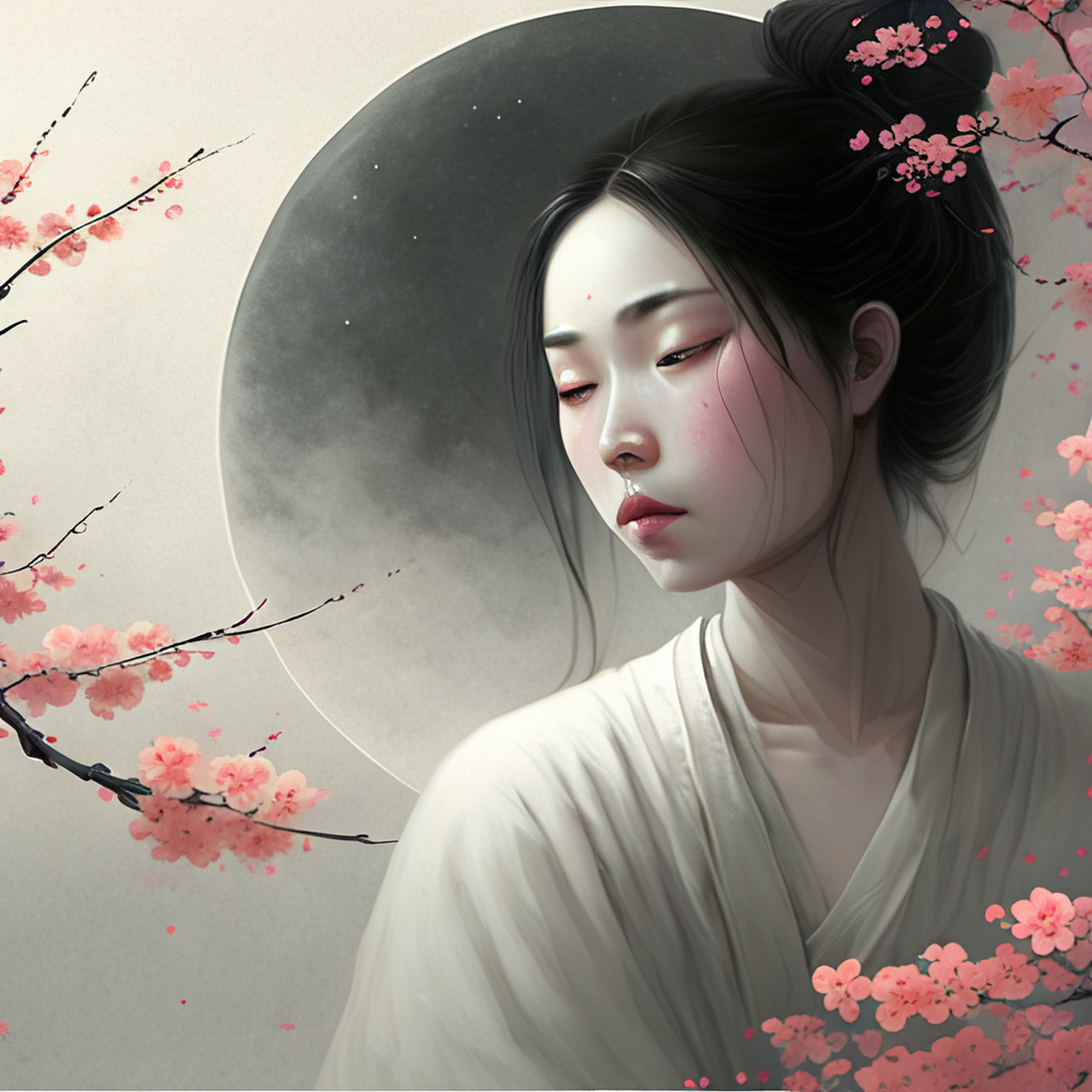 更阑人静疑无月,且与梅花借月眠.明净,清远,典雅#百度ai绘图黑科技