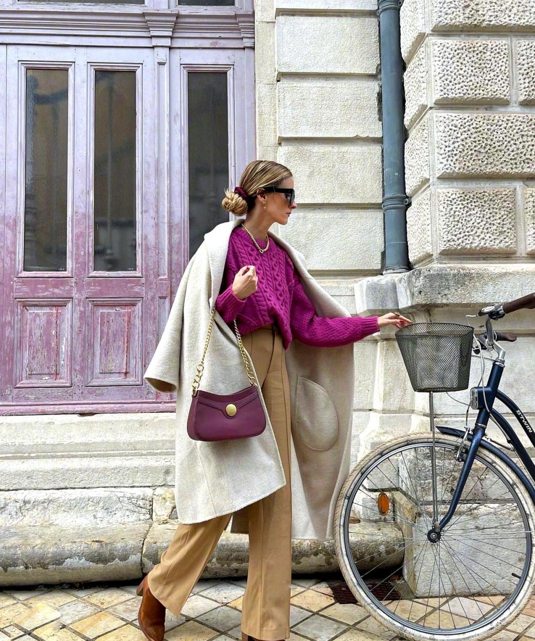 法国时尚博主的冬日街头穿搭,法式风情的配色,浪漫迷人!