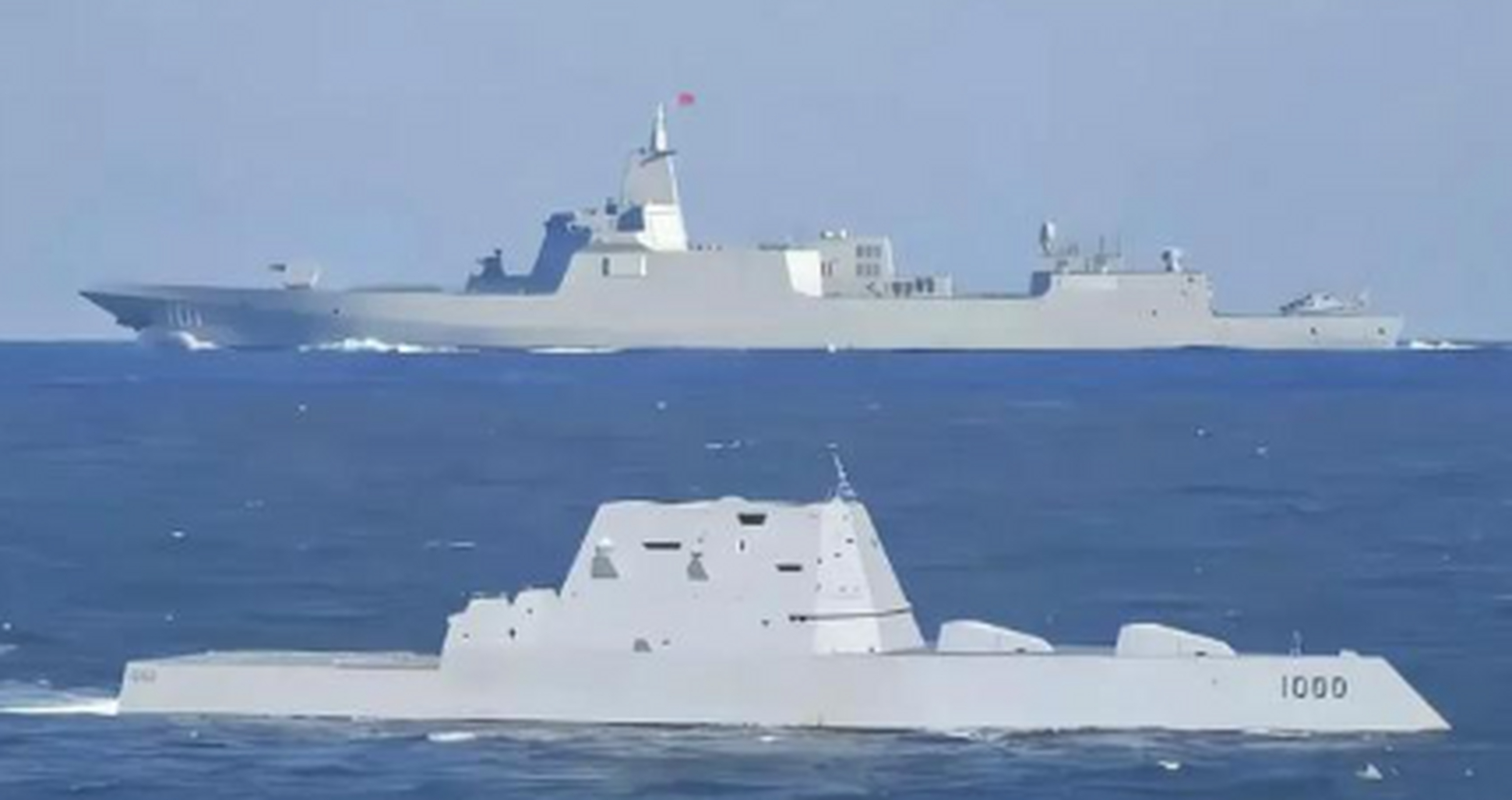 055驱逐舰和朱舰的同框照片,让我们彻底认清了中美真实军事差距 目前