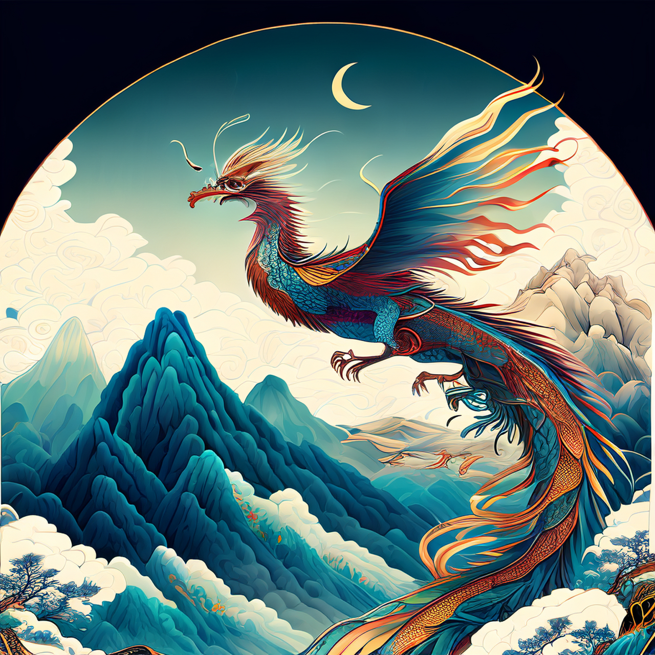 海阔龙无影,山空凤不鸣.4k,简洁,静谧#百度ai绘图黑科技