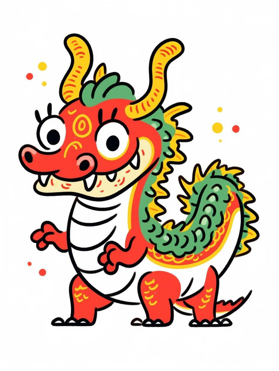 如何用mj生成极简卡通龙图案  如何绘制一只呆萌的龙?不会画看这里!