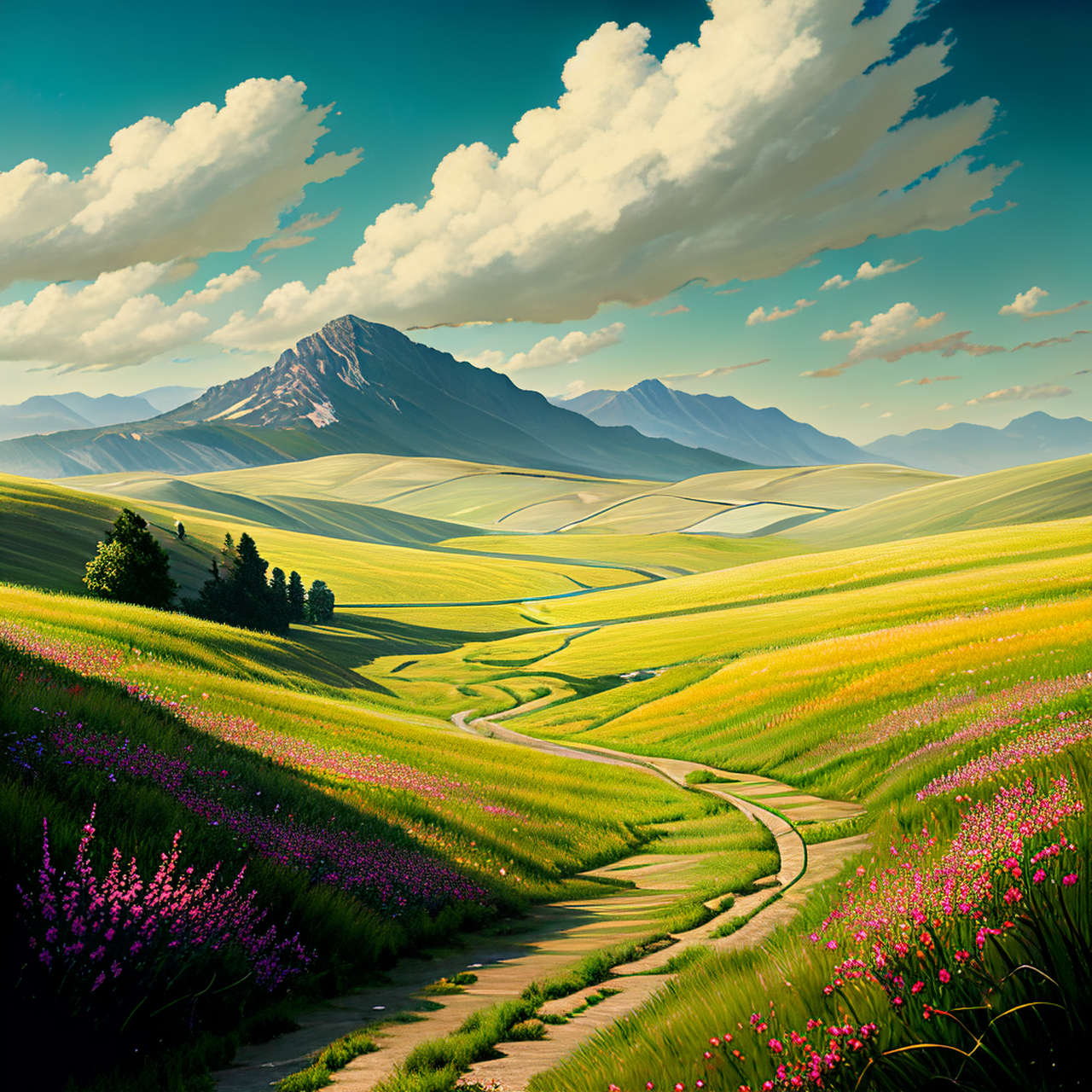 百度ai绘图黑科技# 让文字不再空洞 沿着蜿蜒的山路前行,眼前豁然