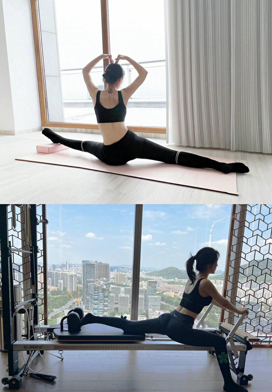 田朴珺晒健身日常!穿瑜伽裤秀核心力量,胳肢窝处刺青抢镜