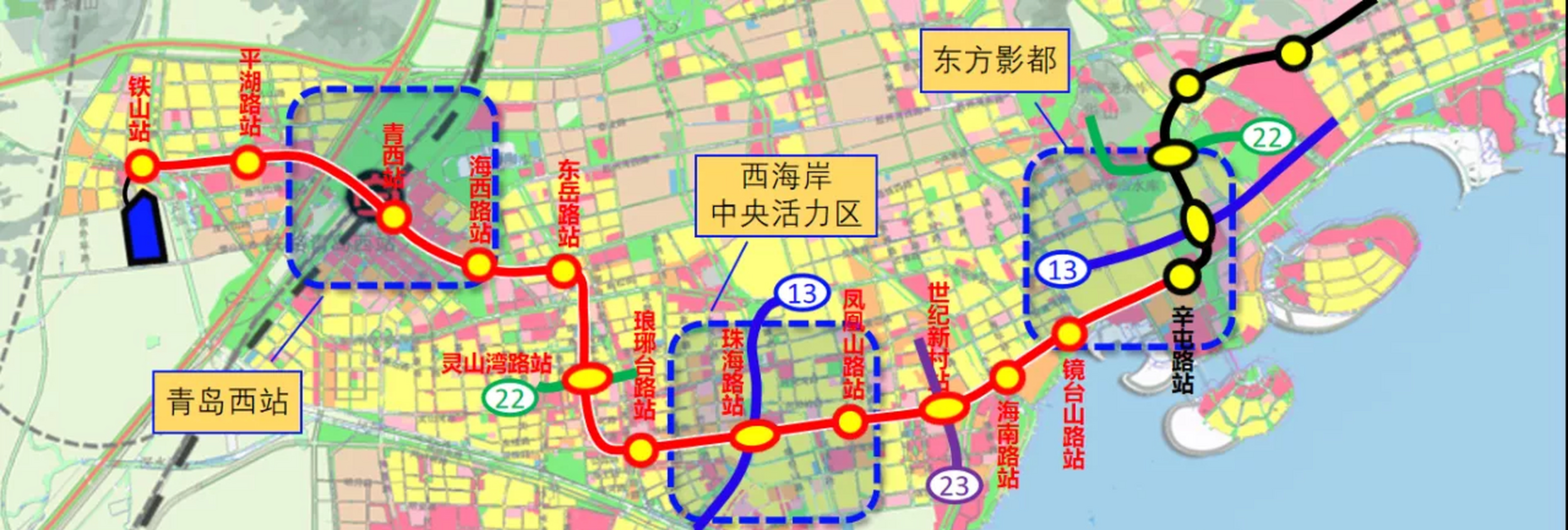 青岛地铁6号线二期(南段)规划 青岛地铁6号线二期(南段)规划网图,仅供