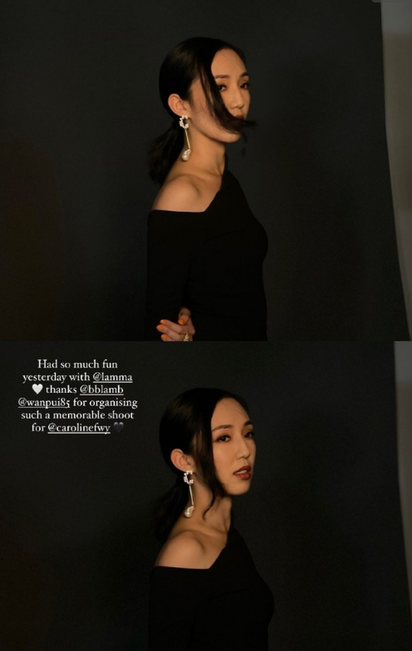 名媛霍咏诗久违晒照,一袭小黑裙秀出迷人香肩,以黑色打底还用刘海修饰