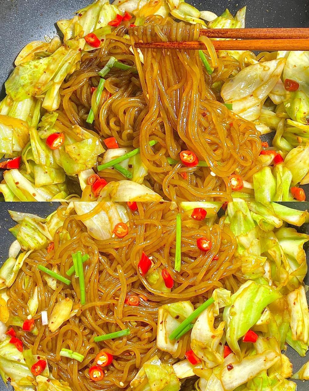 白菜炒粉条yyds,下饭菜天花板 我太爱吃粉条了特别是这个包菜炒粉条