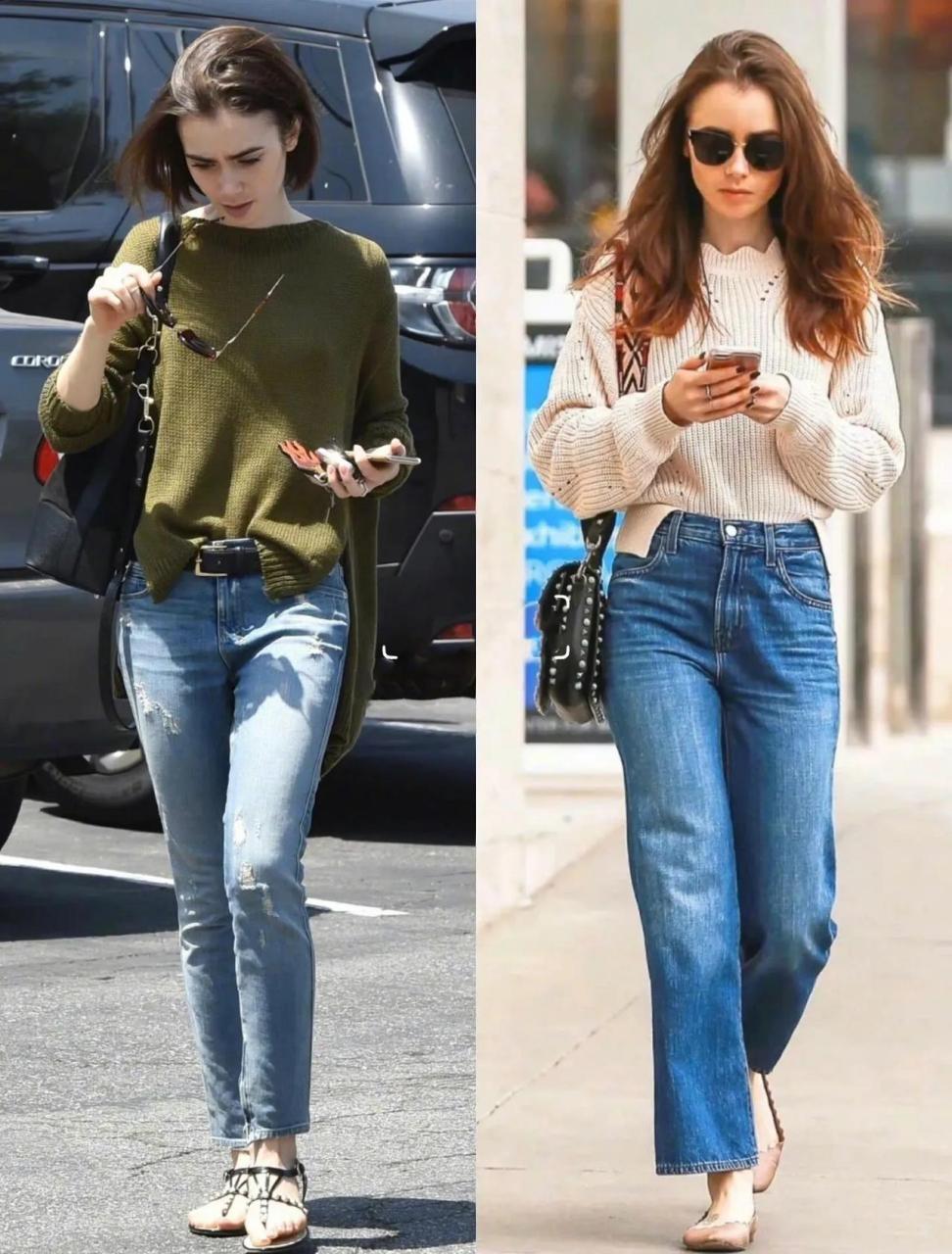 lily collins 舒适愜意的日常街拍穿搭合集 日常穿搭简约又舒适 不经