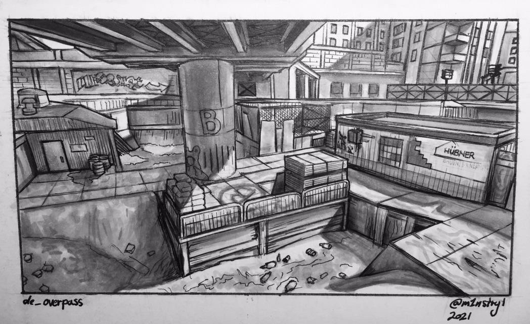 csgo大画家新一期: de_overpass的b区, csgo大画家新一期: de