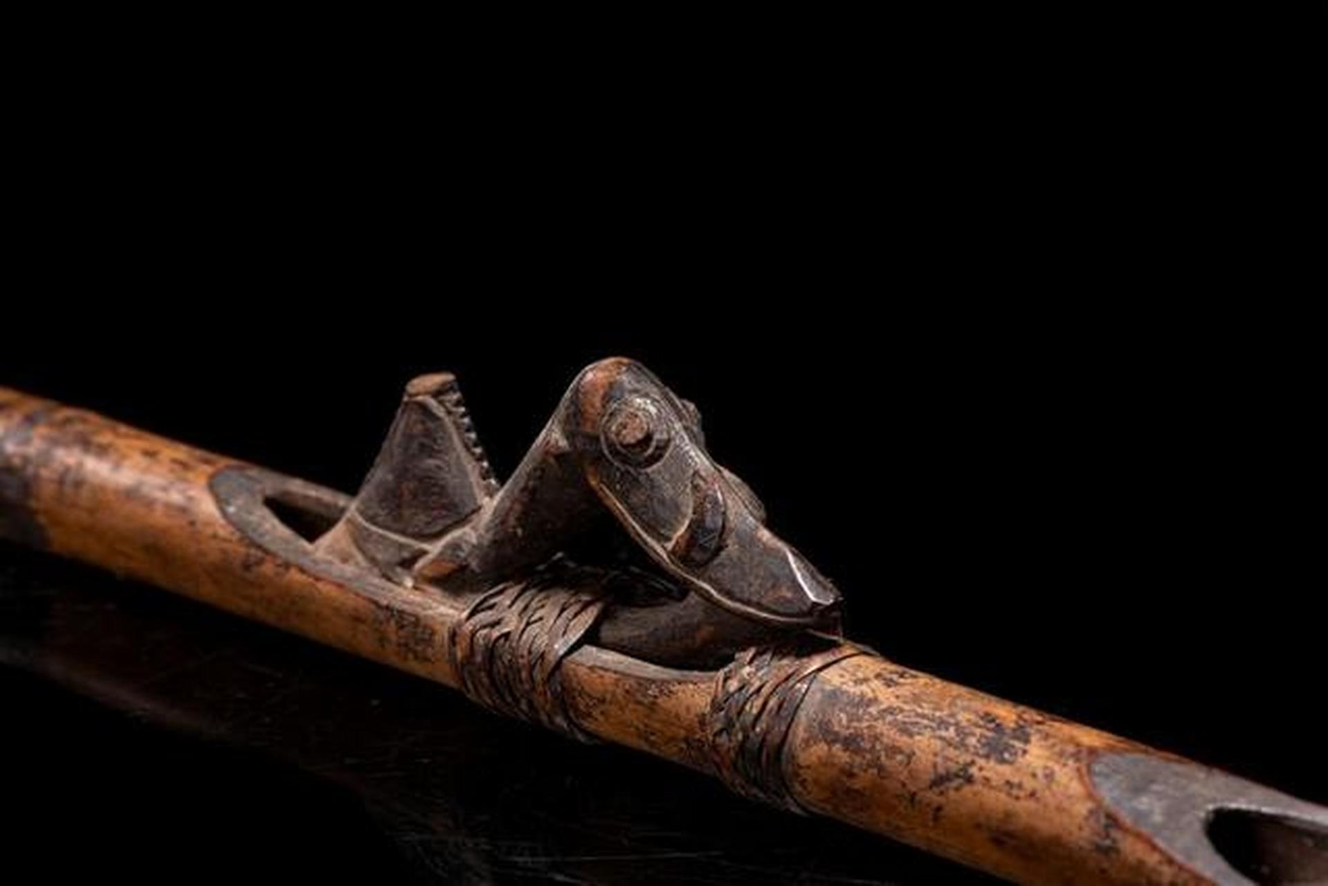 这是一个制作于19世纪的投矛器,又叫长矛投掷器,来自巴布亚新几内亚塞