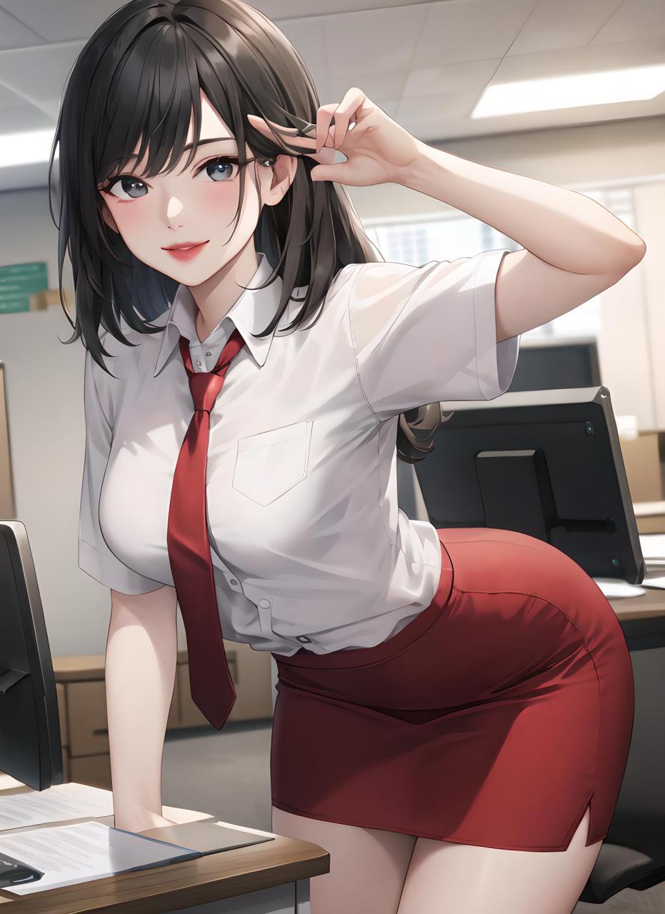 动漫壁纸:职场风成熟御姐 ai 厚涂创作下的职场风成熟御姐,她身着贴身