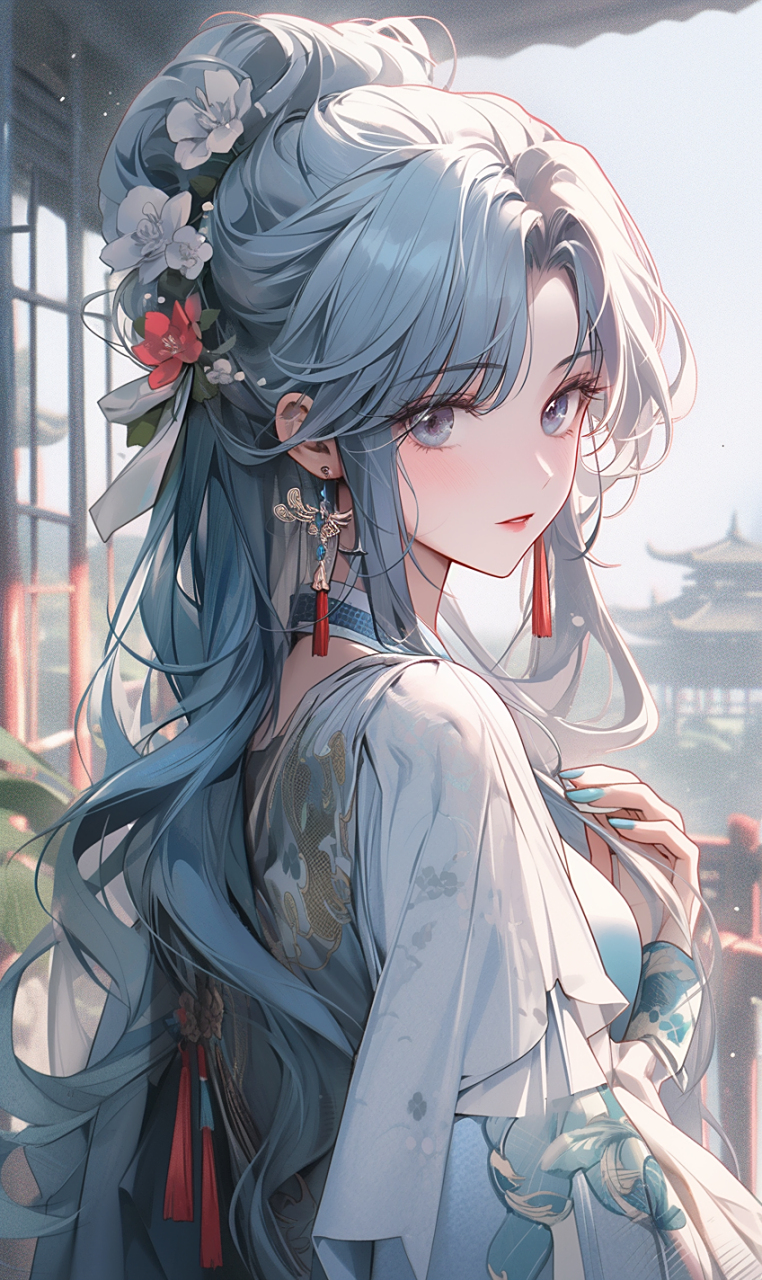 等风来~#手机壁纸# #美女# #汉服# # #二次元美图##手机壁纸