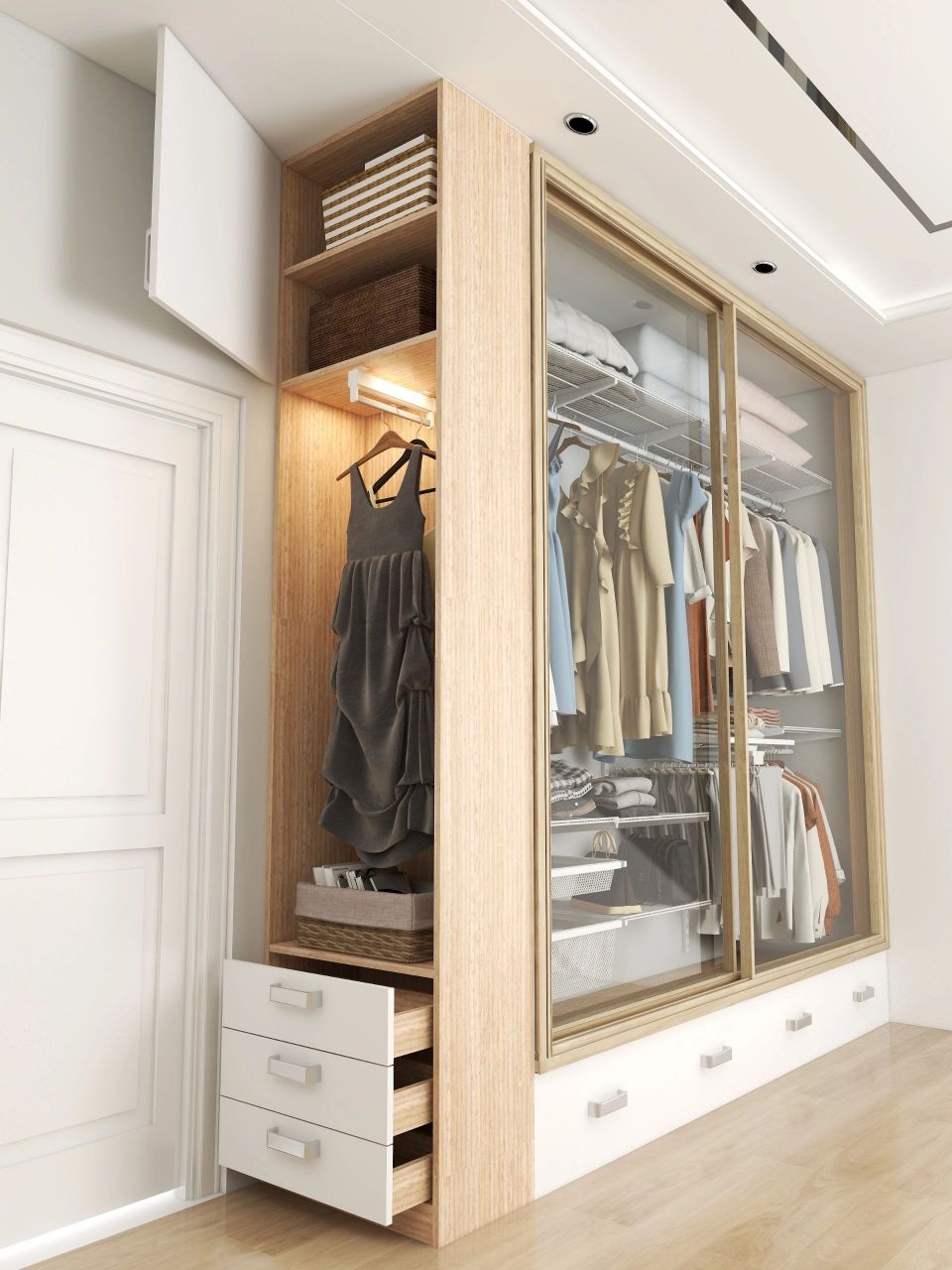 侧柜 地柜 金属衣柜就是王炸 侧柜中间安排一个专门放次净衣的区域