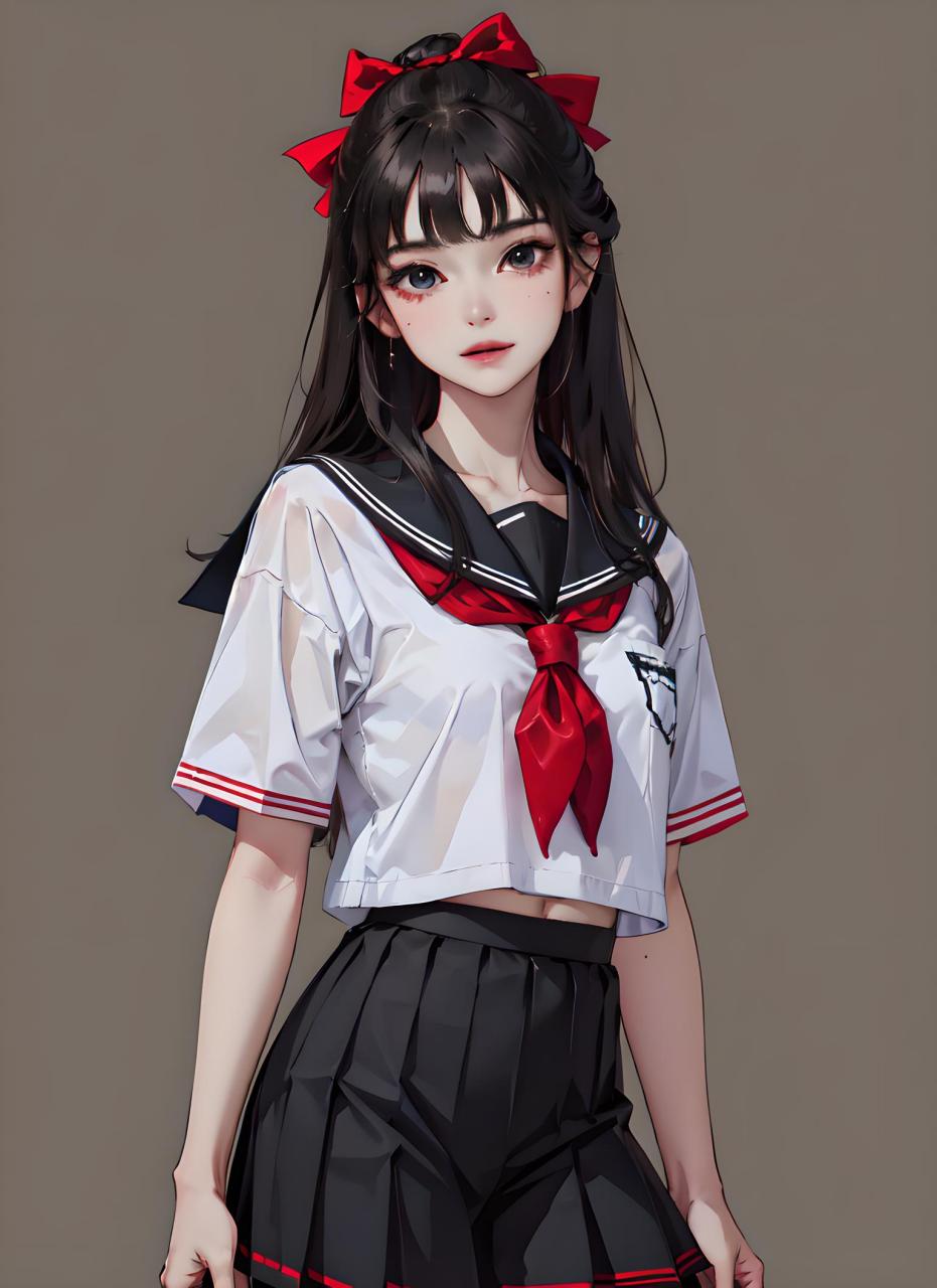 动漫壁纸---二次元学生妹纸 这是一位厚涂动漫风格的二次元校园萝莉