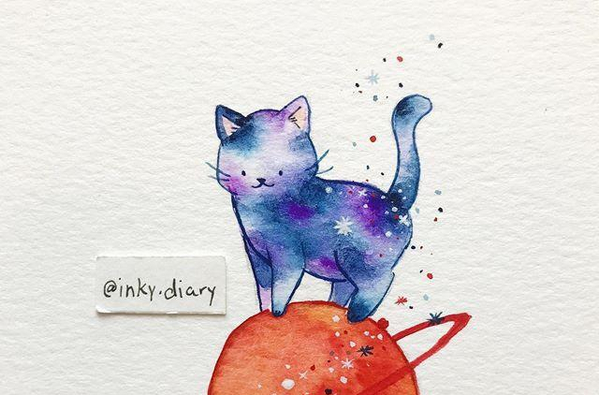 森系还是星球系?萌物水彩小猫咪插画分享!