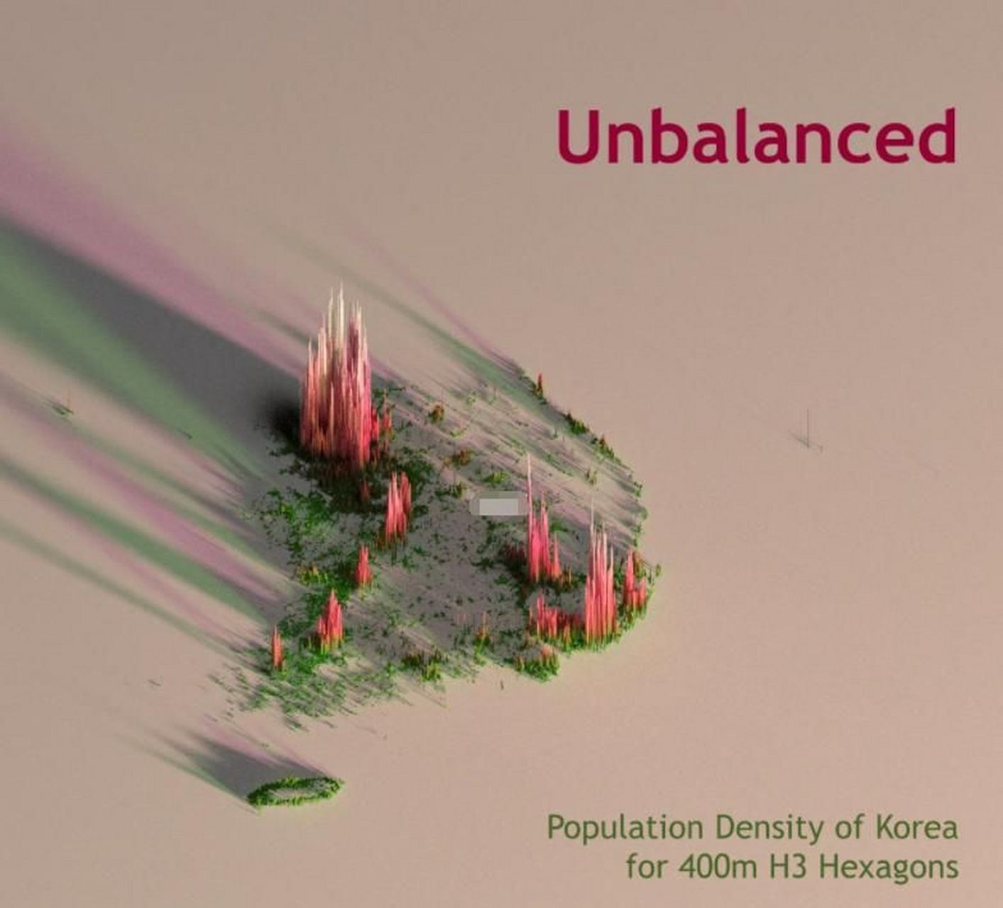 韩国人口密度图.