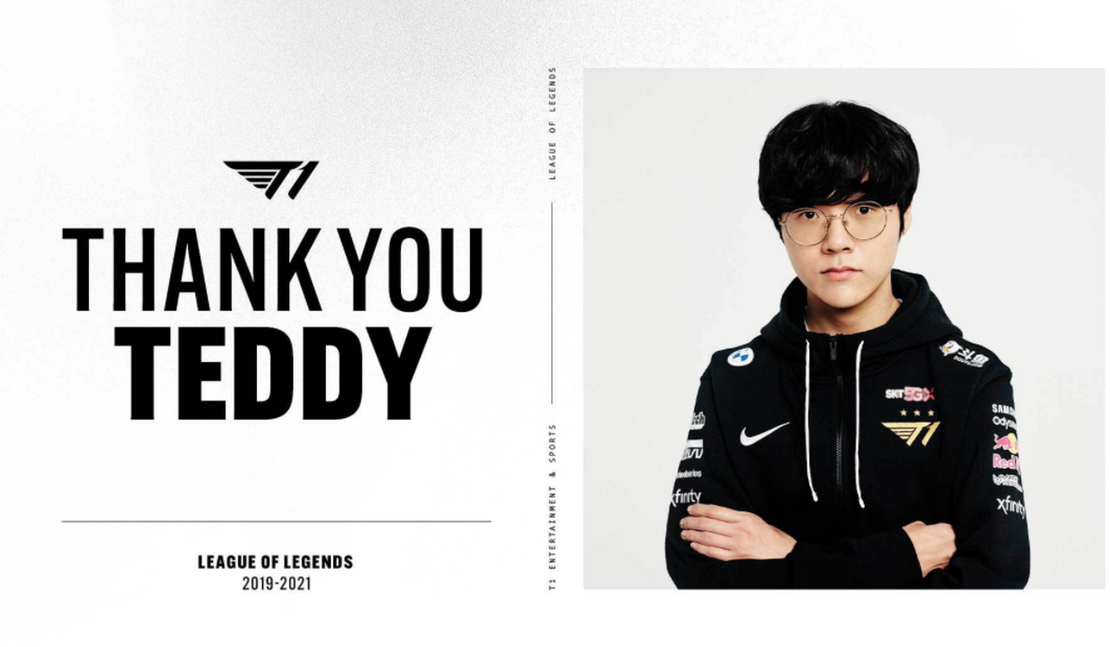 t1官宣:与teddy协商后终止合约 我们与"teddy" 朴辰成选手经过双方