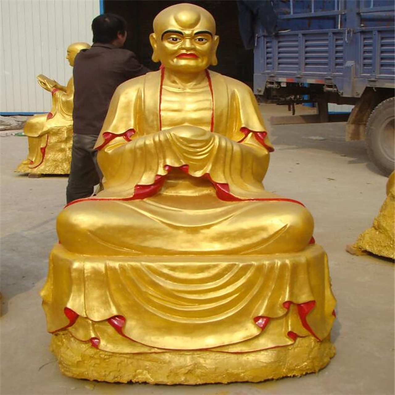 贴金彩绘铜雕十八罗汉铜像 纯铜五百罗汉像景区雕塑定制 1米十八罗汉