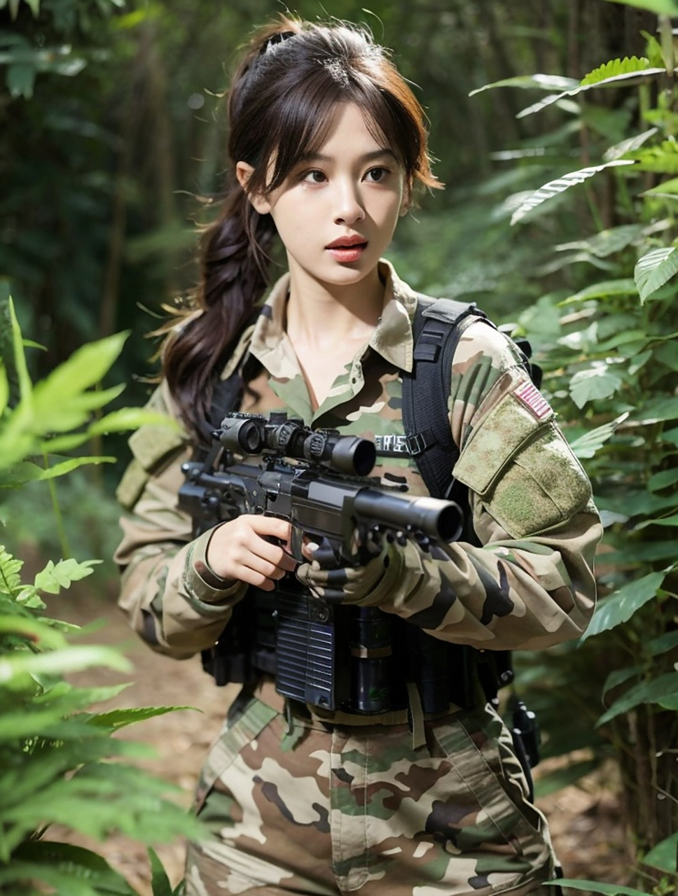 英姿飒爽的女神特种兵写真#特种兵# #气质女神# #青春美少女# #养眼