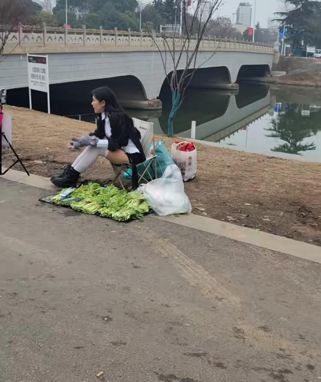 网友:路过看到美女在直播卖菜,一共就这么点菜,够直播的网费吗?