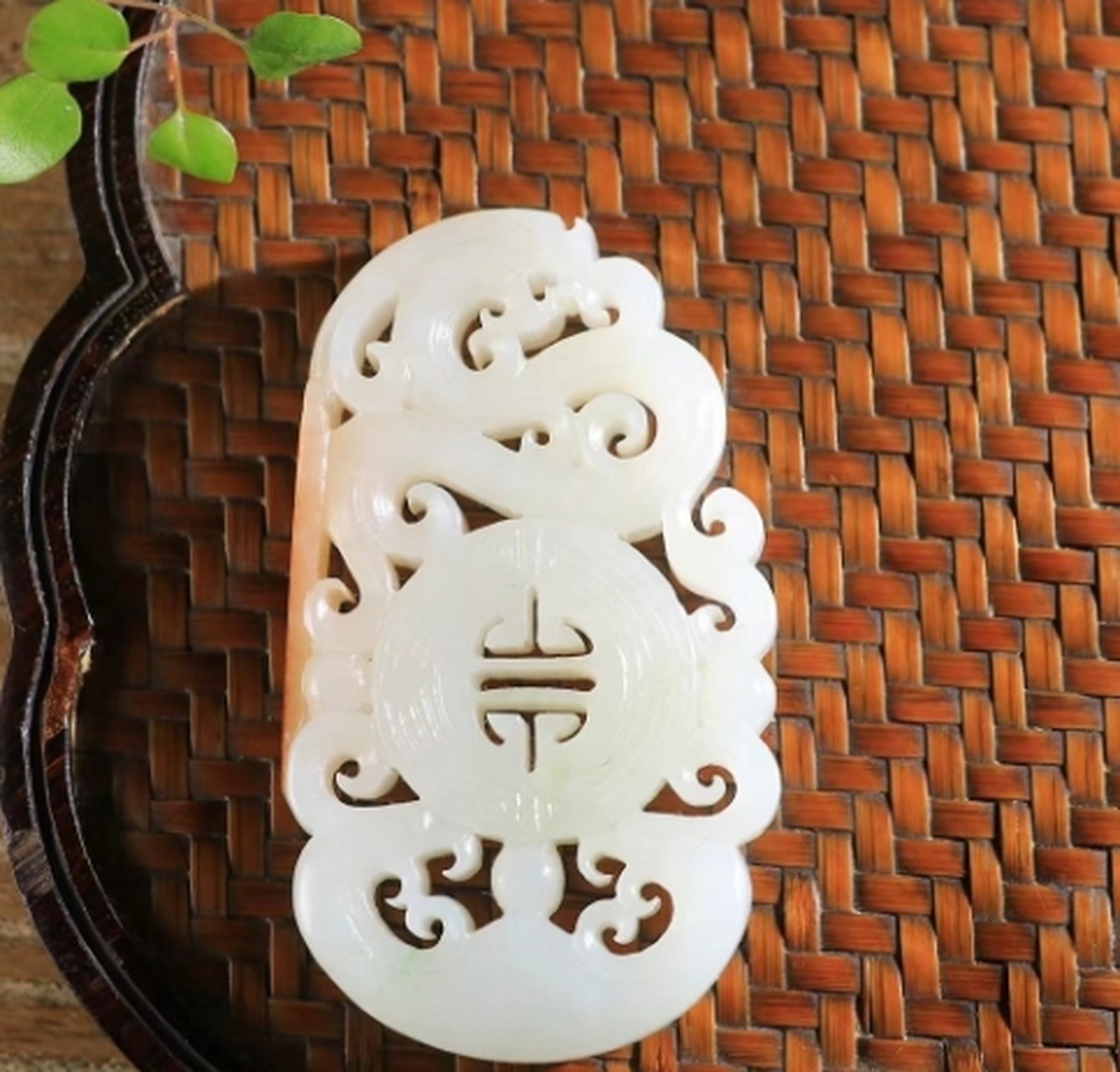 点击头像看直播##和田玉#和田玉白玉俏色仿古龙凤呈祥挂件,玉质温润