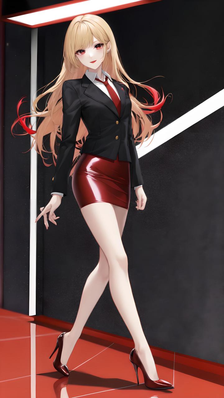 动漫壁纸---二次元制服美腿秀 这是一位令人心动的金发长腿美女.