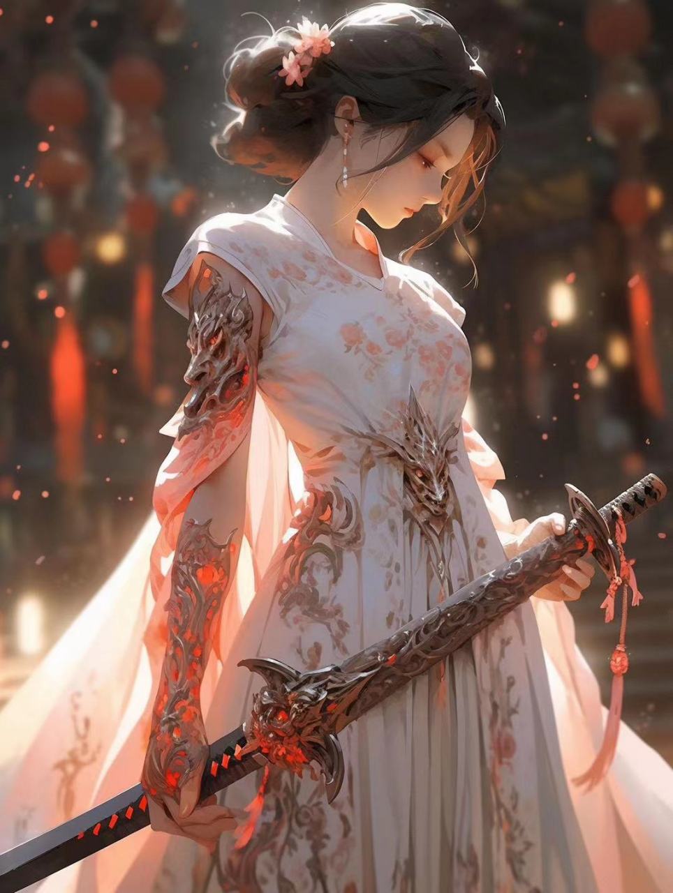 古风红衣侠客手机壁纸,有一种大侠的气息,完全不敢想象这是ai画出来的