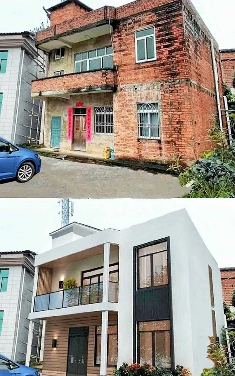 农村老砖房简单改造,居然变成现代别墅,效果真不错!