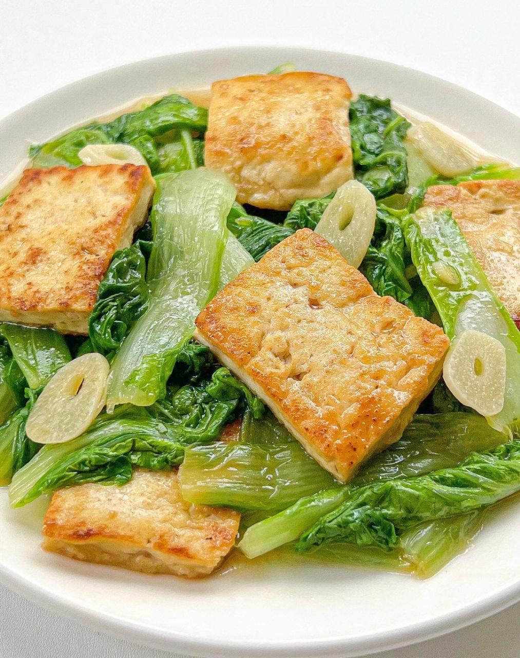 小白菜炒豆腐|低脂低卡,营养美味超快手炒菜[鸡蛋]简单又快手,新手