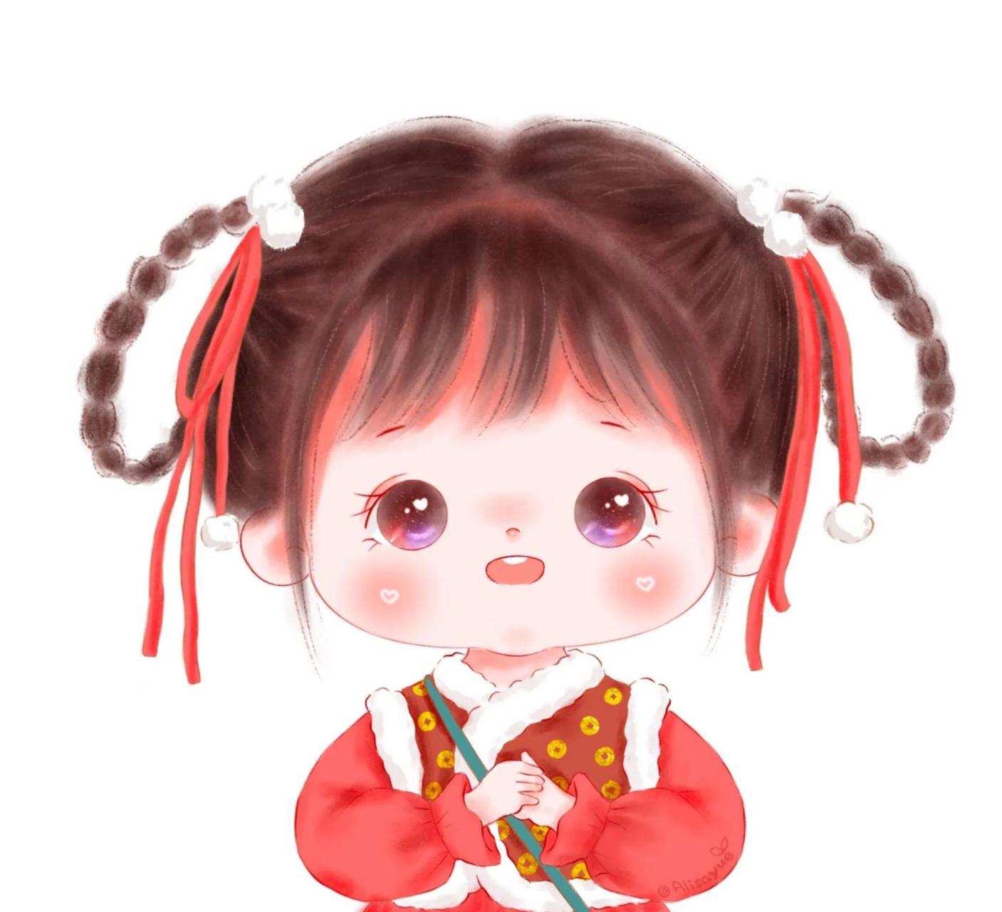 gif创作人# q萌头像 呆萌,可爱的小女孩～ [玫瑰] 画师:尹小悦alisa