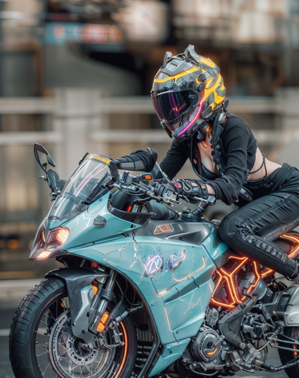 性感机车小姐姐  魅力四溢的机车女神